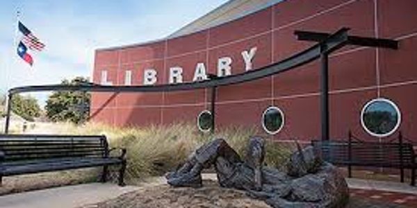 The entrance of the Bedford Public Library in Bedford, Texas